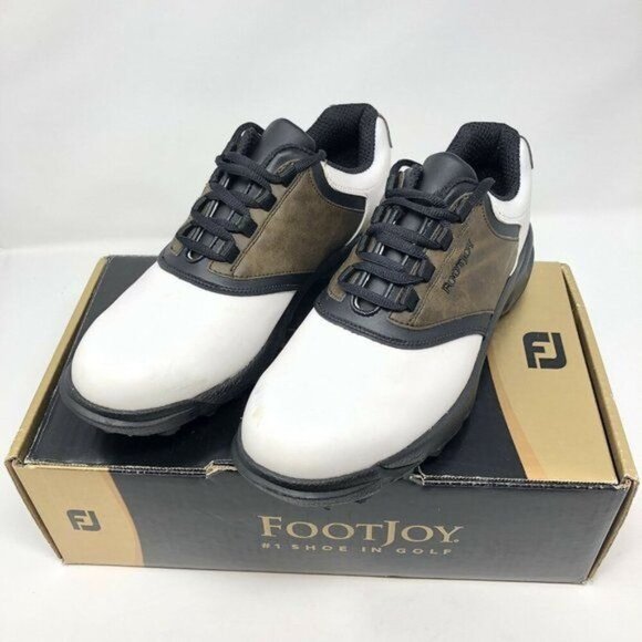 FootJoy Size 9 Cleated Plain Toe Twin Saddle Shoes Golf Sneakers White Brown main image 5